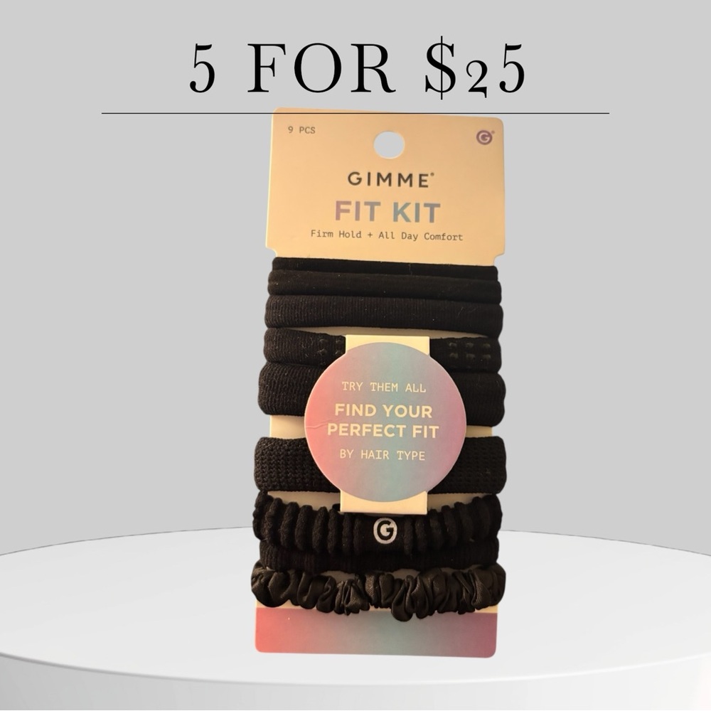 GIMME FIT KIT Black Hair Ties 9pc Variety Set